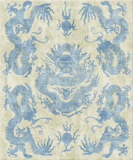 Anna-Veda 12819-five dragons - handgefertigter Teppich,  tibetisch (Indien), 100 Knoten Qualität